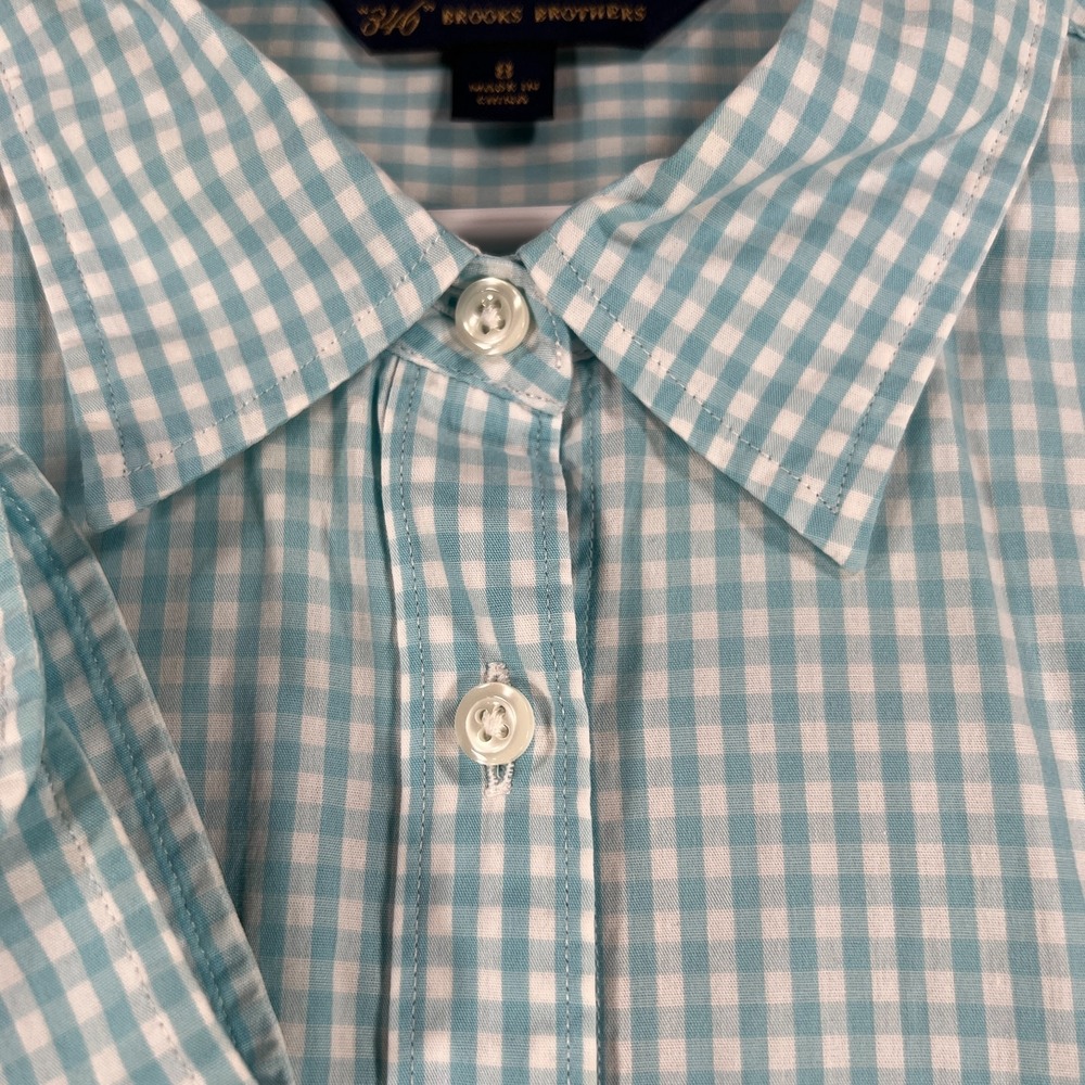 Brooks Brothers Shirt Girls Size 8 Blue Check Long Sleeve Button Up Casual - Picture 8 of 13